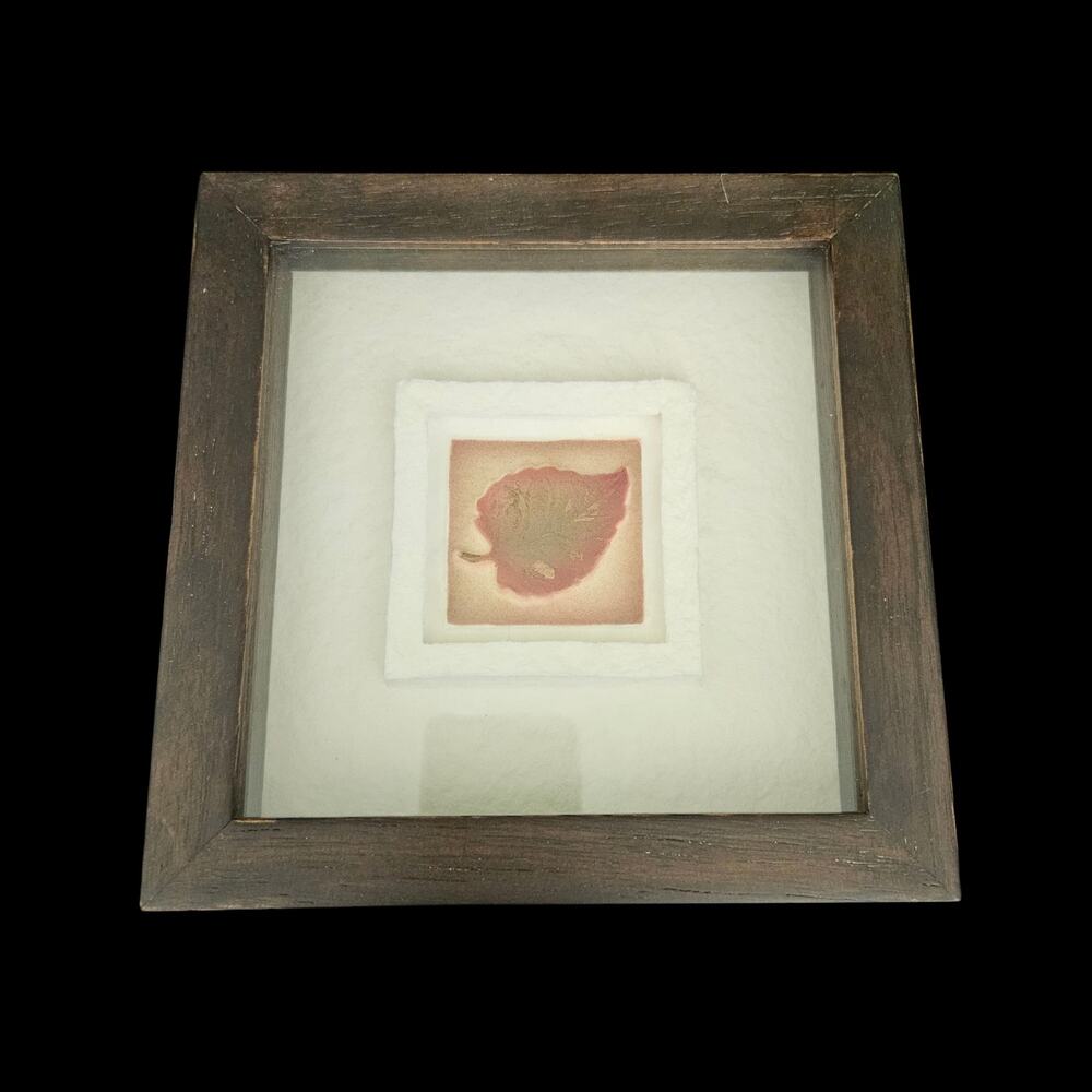 Framed Abstract Art Red Brown Textured Mixed Media Shadow Box Wall Decor